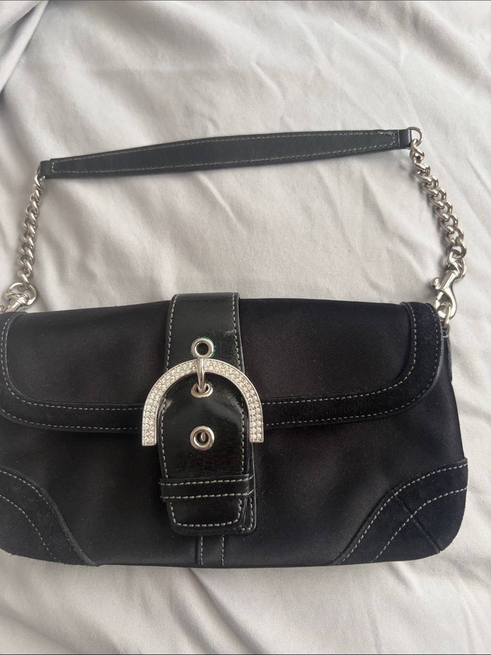 Coach Black Shoulder Bag with Crystal Buckle